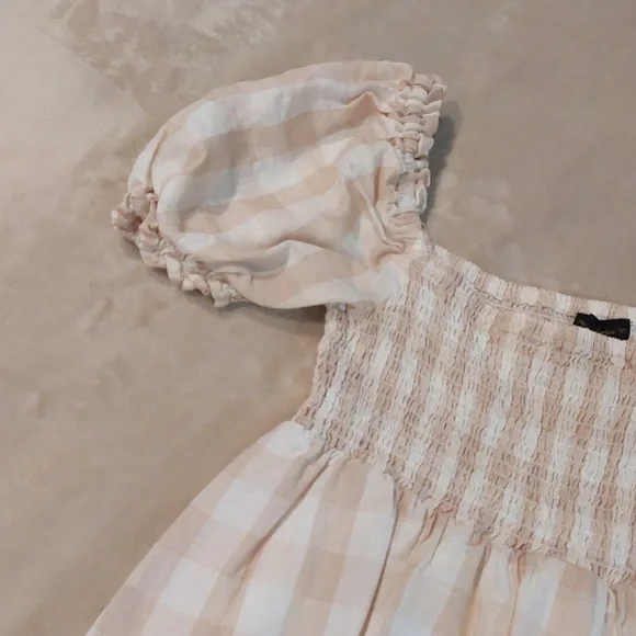 House of Harlow 1960 gingham smocked babydoll mini dress Size L - Picture 3 of 13